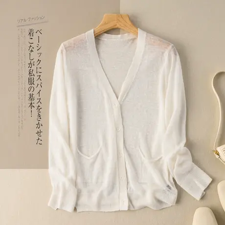 亚麻开衫女针织衫2022春夏新款棉麻文艺复古森系防晒衫很仙的上衣图片