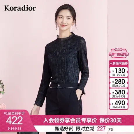 珂莱蒂尔黑色百搭显瘦长袖衬衫女春夏新款高级感肌理薄纱上衣商品大图
