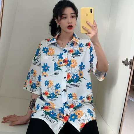 港风衬衫女士复古港味设计感小众轻熟心机洋气短袖上衣冷淡风衬衣图片