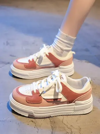 网红爆款厚底小白鞋女春秋ins潮2023新款休闲运动老爹鞋百搭板鞋商品大图