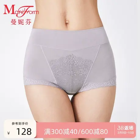 曼妮芬高腰低角裤性感蕾丝内裤女生舒适内搭底裤女抗菌棉内裆短裤商品大图