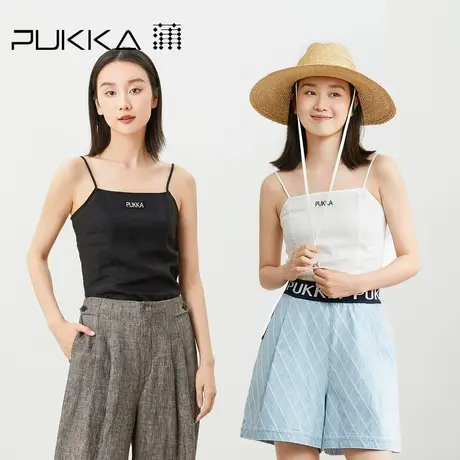蒲PUKKA 亚麻吊带背心女年夏季时尚内搭绣花设计感上衣商品大图