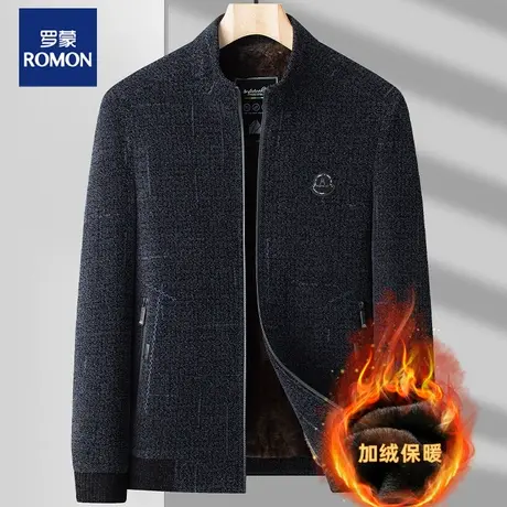 罗蒙中老年男装爸爸装夹克衫加绒加厚秋冬季中年男士保暖冬装外套图片
