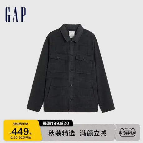 Gap男装秋季2023新款合身廓形格纹长袖衬衫787683潮流上衣图片