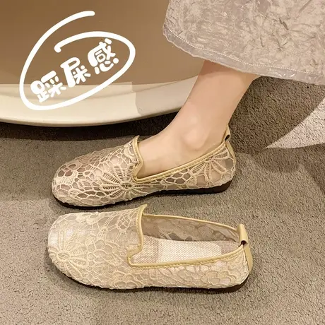中国风汉服女鞋夏季网纱凉鞋软底老北京布鞋女配裙子透气渔夫鞋子图片