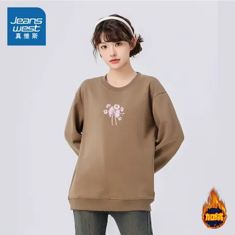 XC真维斯男女同款2024秋季新款 可爱创意印花情侣装圆领长袖卫衣商品大图