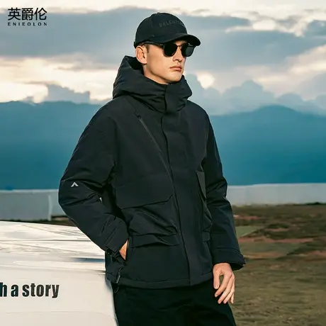 英爵伦 连帽羽绒服男2024冬季新款休闲工装风外套保暖防寒派克服商品大图