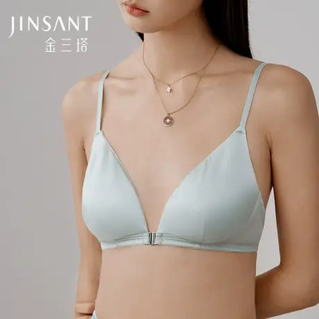里外桑蚕丝】金三塔双面桑蚕丝缎面文胸女无钢圈性感前扣胸罩内衣商品大图