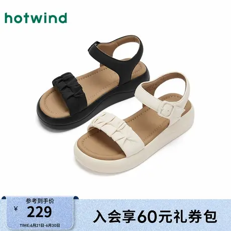 热风厚底休闲凉鞋女25夏新款小个子增高女鞋魔术贴外穿鞋子图片