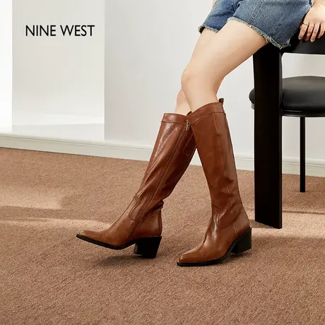 【今日11点 限量秒杀】Nine West/玖熙长筒靴女真皮增高西部靴商品大图