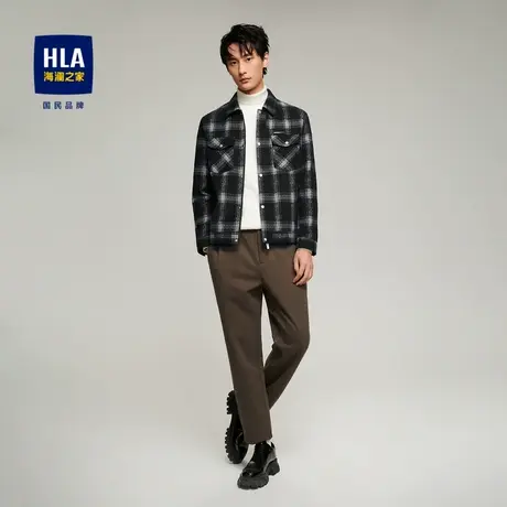 HLA/海澜之家2023时尚格纹夹克复古撞色有型休闲工装风外套男商品大图