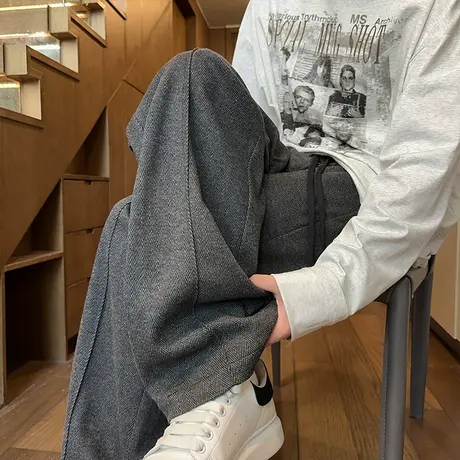 美式重磅运动卫裤男春秋季新款潮牌宽松直筒百搭垂感阔腿休闲长裤商品大图