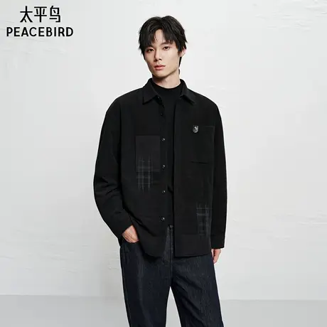 【商场同款】太平鸟男装 2025年冬季新款黑色长袖衬衫男B2CHF4128商品大图