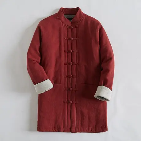 中国风棉衣男冬季棉袄中长款男装新款唐装新中式复古爸爸冬装外套图片