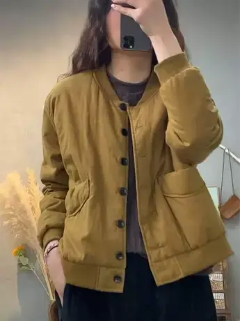 短款复古小棉袄女2023秋冬新款爆款小个子棉服宽松显瘦棉衣外套潮商品大图