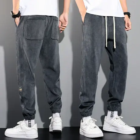 秋冬季高端博澳绒休闲裤男新款潮流加绒加厚卫裤百搭束脚运动裤子商品大图