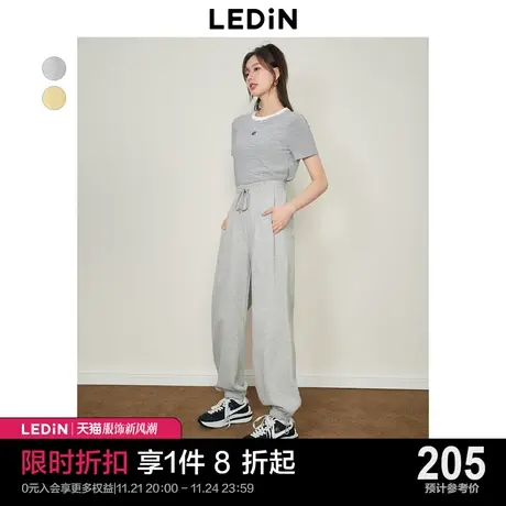乐町束腿休闲裤女2023春夏新款灰色卫裤舒适宽松运动裤时尚休闲裤商品大图