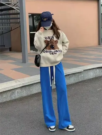 冰丝阔腿裤女夏季薄款2023年新款高腰垂感宽松直筒小个子休闲长裤商品大图