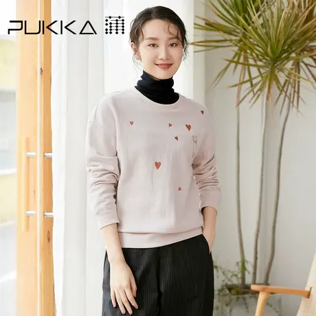 Pukka/蒲牌女装棉质圆领卫衣冬装运动休闲套头衫商场同款图片