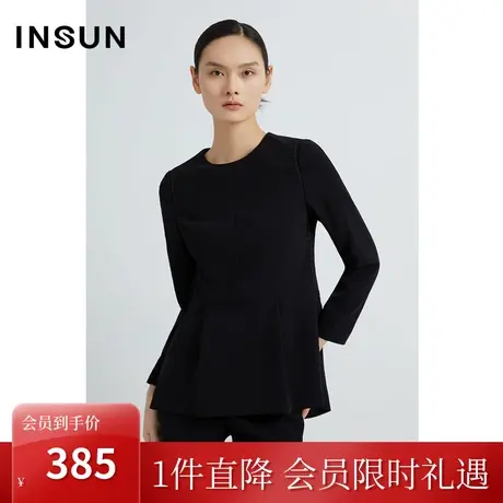 恩裳春秋季潮流倒褶设计收腰显瘦层次感衬衫上衣女图片