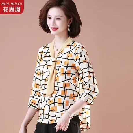 妈妈夏装七分袖衬衫T恤洋气2023新款中年时尚中老年女人夏季上衣图片