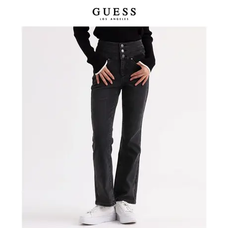 【38上新季】GUESS23 新秋女士三环高腰微喇叭显瘦复古百搭牛仔裤图片