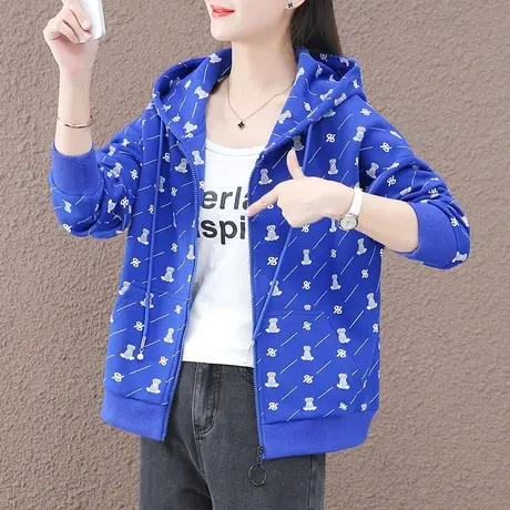 连帽短款卫衣外套女春秋季2023年新款时尚宽松休闲运动上衣长袖衫商品大图