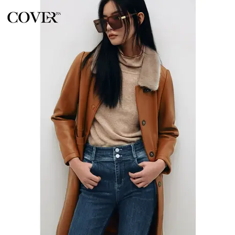 COVER冬季水貂毛领显瘦绵羊皮保暖皮草商品大图