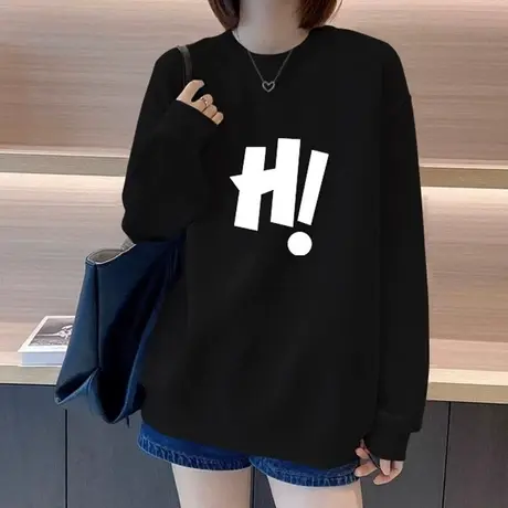 圆领卫衣女2024新款爆款宽松设计感小众秋冬慵懒风小个子上衣外套图片