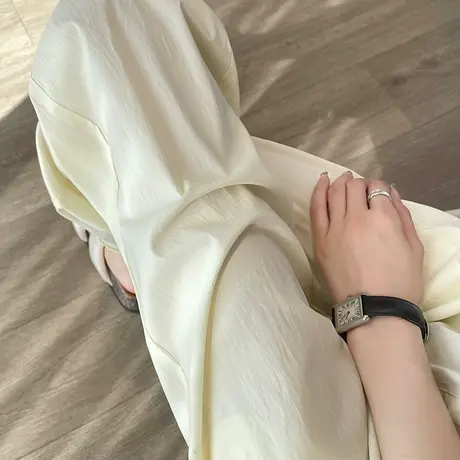 九分松紧腰冰丝直筒裤女小个子夏季薄款显瘦休闲哈伦萝卜休闲裤子图片