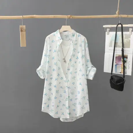 夏季新品中长款印花长袖防晒衣女韩版宽松薄款开衫休闲外套沙滩服图片