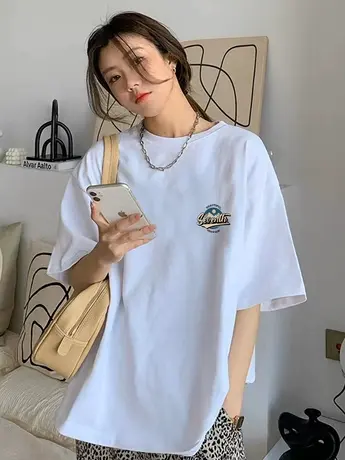 白色短袖t恤女夏季韩系风格穿搭下衣失踪设计感小众茶里茶气上衣图片