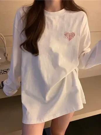 仿棉长袖t恤女2023新款春秋冬季加绒内搭打底衫胖mm遮肚上衣藏肉商品大图