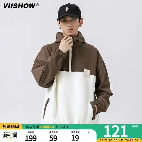 VIISHOW秋季新款复古潮流卫衣男装日系宽松休闲百搭连帽上衣男士商品大图