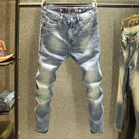 红边赤耳丹宁牛仔裤男款高级感刺绣裤子男高端水洗修身小直筒长裤商品大图