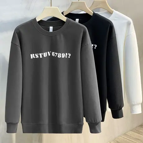 2023年新款男士卫衣春秋款圆领宽松潮牌简约长袖T打底衫刺绣潮流商品大图