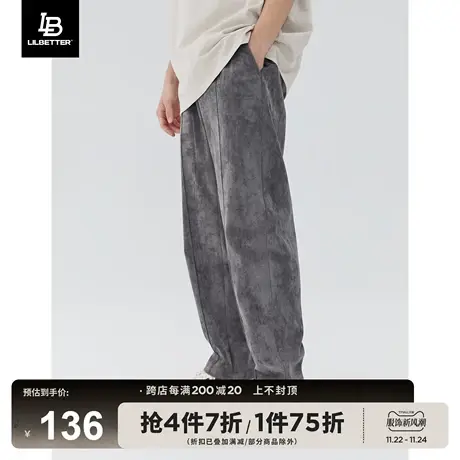 Lilbetter男士仿麂皮绒裤子潮牌直筒复古长裤宽松休闲裤秋冬男裤商品大图