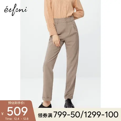 【商场同款】伊芙丽2020年新款冬韩版宽松直筒休闲裤女1BA152511图片