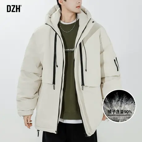 男士防风连帽羽绒服男冬季加厚潮牌工装外套潮高级感2024新款上衣图片