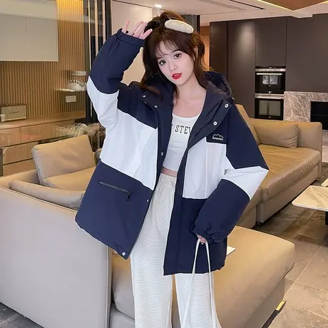 唐狮冬季新棉衣女ins潮工装派克服棉服连帽加厚保暖冬装外套学生图片