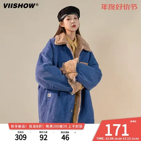 VIISHOW灯芯绒棉衣男生加厚设计感小众棉袄ins港风潮牌羊羔毛外套商品大图