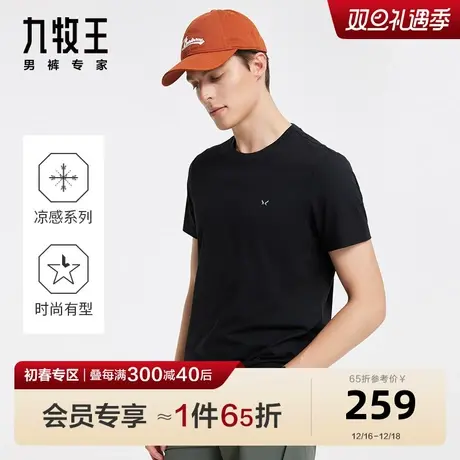 [凉感系列]九牧王男装短袖T恤2024春新款男士圆领时尚休闲上衣BN图片