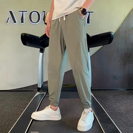 2023潮流百搭休闲运动速干纯色凉感冰丝速干防晒裤九分透气束腿裤商品大图