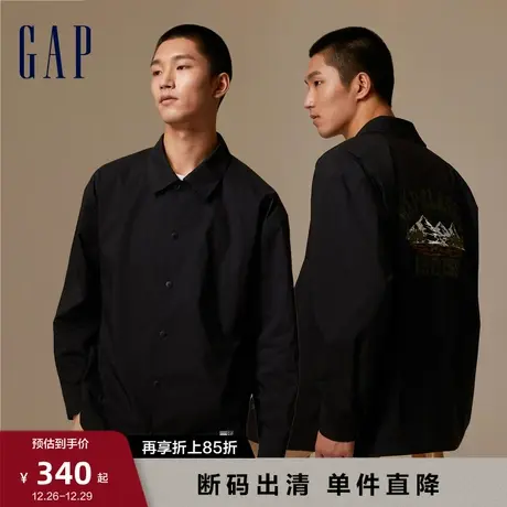 Gap男装春秋休闲古巴领长款夹克时尚城市机能风高级外套770068图片