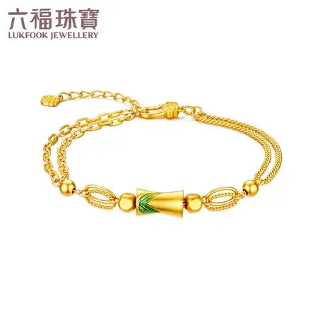 六福珠宝福满传家竹福竹节黄金手链足金珐琅工艺计价G21TBGB0017图片