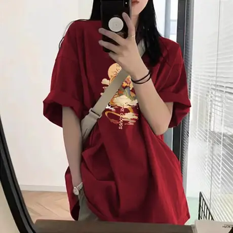 纯棉短袖t恤女ins潮夏季新款流行t恤学生休闲宽松高腰辣妹短上衣图片