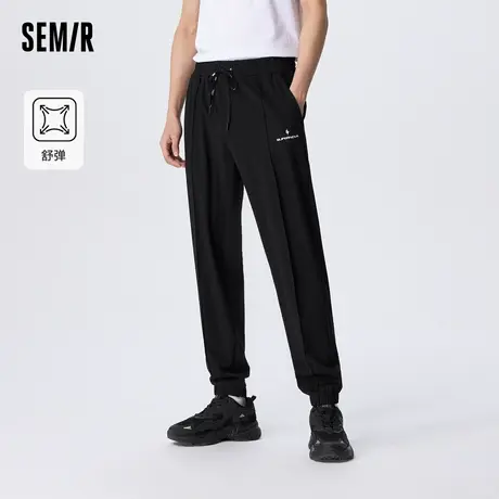 舒服裤|森马休闲裤男夏季弹力抽绳束脚裤简约日常运动风慢跑长裤商品大图