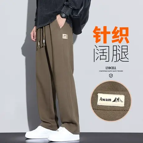 秋季男士美式高街垂坠感休闲长裤子春秋款宽松阔腿卫裤2023年新款商品大图