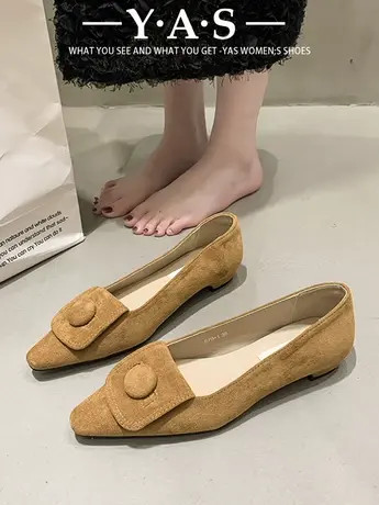 绒面单鞋浅口低跟女鞋2024年春新款一脚蹬通勤百搭法式配裙子瓢鞋商品大图