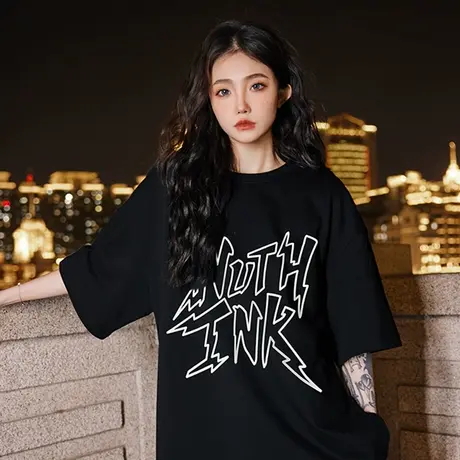 Nuthink美式高街字母短袖T恤男潮牌宽松潮流大码半袖胖子半截袖潮商品大图